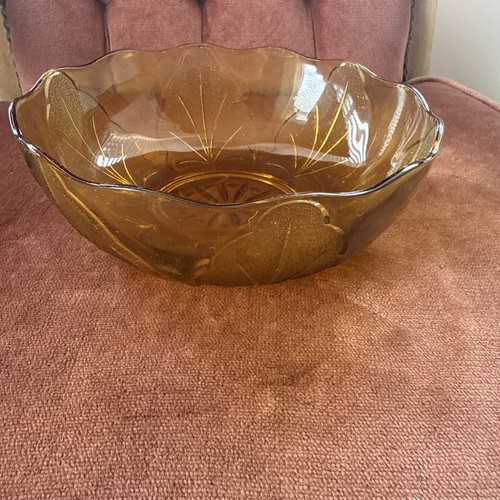 Vintage amber glass bowl - amber, bowl.