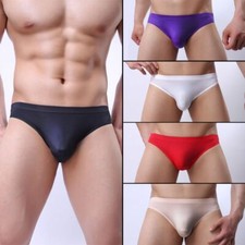 Sheer Pouch Low Waist Men Underwear Ice Silk Briefs Mini Bikini Thin Underpants
