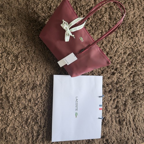 Lacoste burgundy leather tote - burgundy,