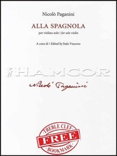 Nicolo Paganini Alla Spagnola Violin Sheet Music plus Key Signature Bookmark
