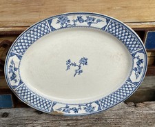 Antique Johnson Bros “The Exeter” Blue & White Transferware Oval Platter – 30cm