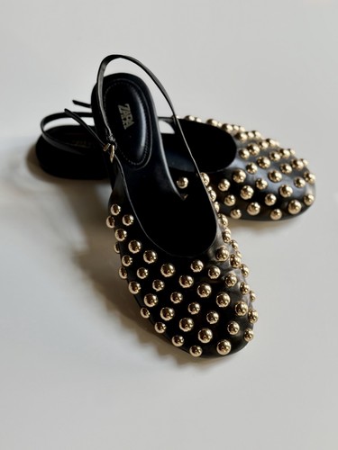 Zara black leather - zara, studded