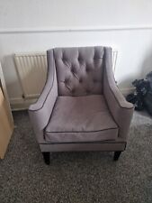 Grey Buttoned Armchair living room chair