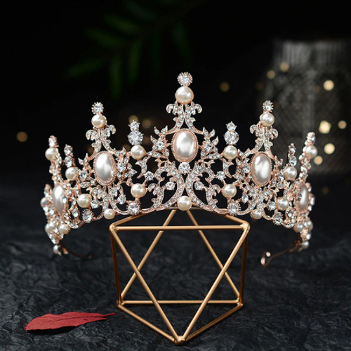 Rose gold crown tiara with - gold,