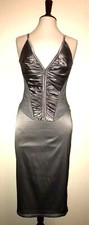 Baylis & Knight Silver Satin FishTail Skirt & Strappy Boned Corset Top Size 10.