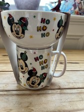 Disney Breakfast Set , Mickey And Minnie, 2 Piece , Mug And Bowl