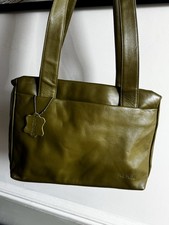 Mia Moda Vintage Teal Leather Bag Olive/Apple Green Excellent Condition
