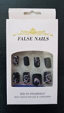 24pcs Press On False Finger Nails Fake Nails + adhesive stickers black leopard