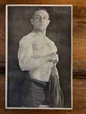 Postcard advertising strong man weight lifting wrestler muscle man
