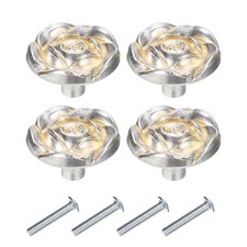 8 Sets Vintage Drawer Knobs with Rose Patterns for Cupboard Silver(1.2" Long)
