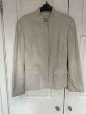 Next Women's Ivory Suedette Short Mandarin Collar Jacket Size 12 Good Condition