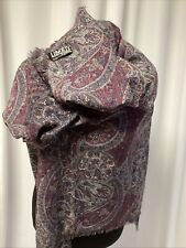 Vintage Liberty Of London Pure Wool Shawl Scarf Paisley Print Fringe 53in Square