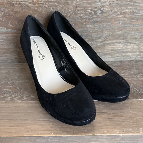 Red herring suede black court - suede,