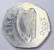 ☘️ Large Ireland 2000 50p Fifty Pence Coin In Circulated Condition. 🇮🇪 