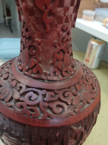 Antique chinese cinnabar vase - antique,