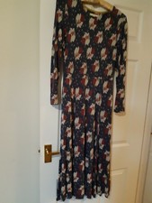 White Stuff grey/blue/red Bird Pattern Dress Size 10
