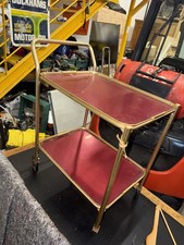 RARE Pink Vintage Woodmet Gold 2 Tier 1960's Hostess Tea Drinks Trolley Trays