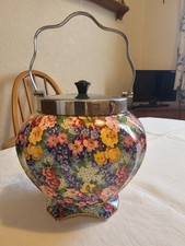Vintage Royal Winton Grimwades Porcelain Julia Chintz Floral Biscuit Barrel