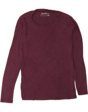 EDDIE BAUER Womens Top Long Sleeve UK 14 Large Burgundy Cotton AR05