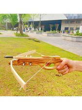 Wooden Pistol Crossbow Bolt Archery Bow With Safe Rubber Head Outdoor Toy