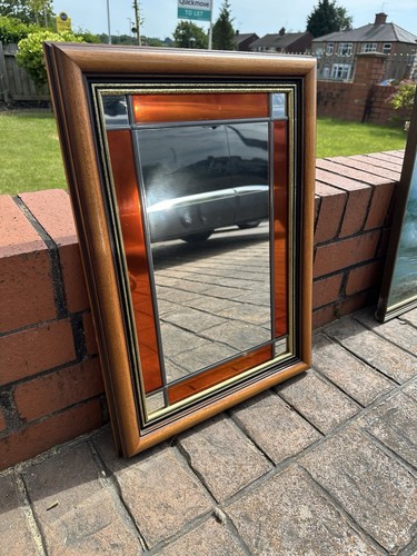 Wall mirror red stained glass - red,