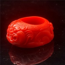 Chinese Antiques jade ring dragon statue Carved Men's Ring Red