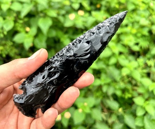 Black obsidian spearhead - 6",