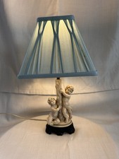 Vintage Italian A Santini Signed Cherub Sculpture Light Lamp Figurine Italy MCM