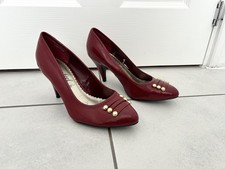 New Look Women's Red Patent Heeled Court Shoes Size 5 Wide Fit