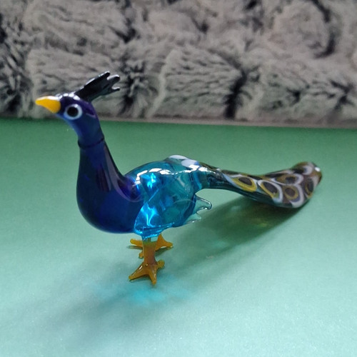 Unmarked glass peacock bird - unmarked,