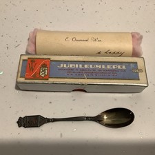 Memorial Spoon Queen Wilhelmina Sept 6 1898 1938 Dutch Silver Silverplate Boxed