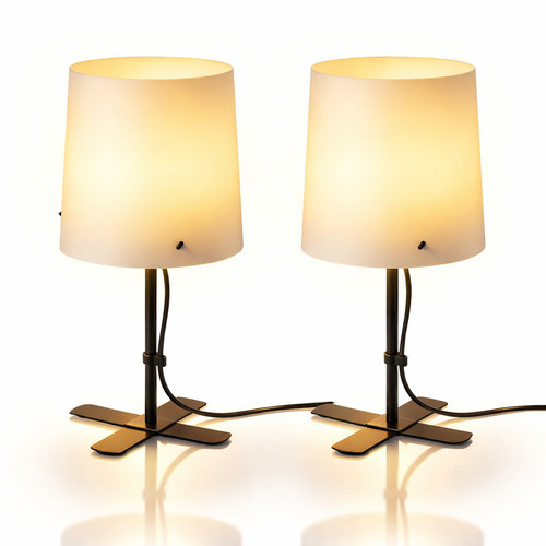 Modern black white table lamp - white,