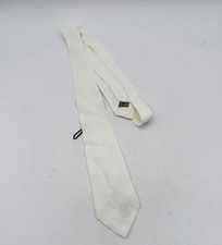Burberry Uniform Silk Rich Tie White Embroidered Front Logo 52" NEW F2
