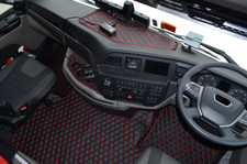 TRUCK ECO LEATHER FLOOR MATS SET-BLACK/RED  FIT MAN TGX  from 2021 [ new]