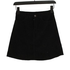 Brandy Melville Women's Midi Skirt S Black Cotton with Elastane Midi A-Line
