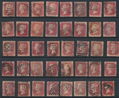 1864 penny red sg43 - penny, sg43,plates