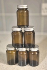 6 x Jars Amber Brown Glass