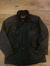 Mens BARBOUR Sapper Quilted Lined Wax Jacket Black Hooded Size Small