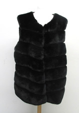 FRANK USHER Size XL Women's Black Faux Fur Gilet / Waistcoat. Pre Loved