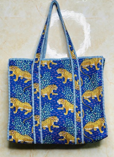 Handmade cotton quilted tote - handmade,