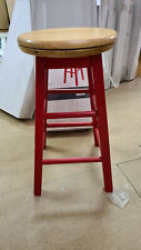Childrens Pinewood Stool Swivel Seat with Red Finish