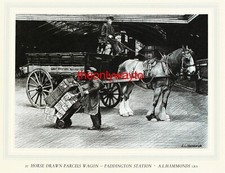 Horse Drawn Parcels Wagon, Paddington, GWR, Book Illustration (Print), 1985