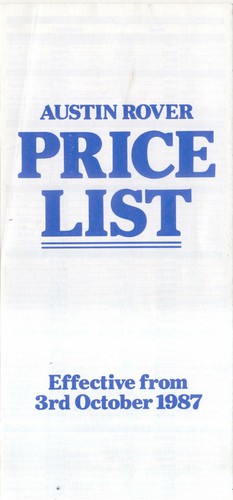 Austin rover price - price, 1987
