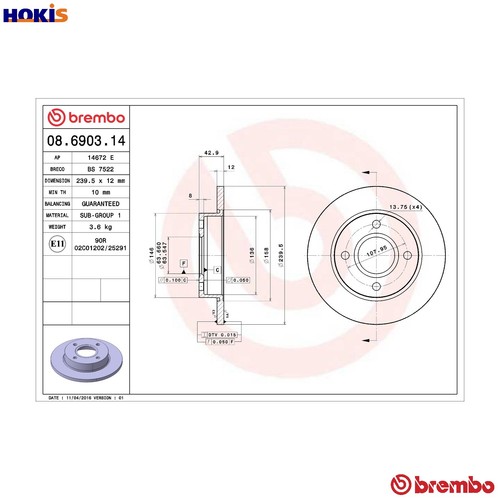 Brake disc 6903 14 for - 2x,
