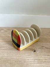 Martin Gulliver Toast Rack. Hand Painted Striped Design multicoloured 5 slots 