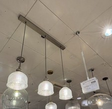 John Lewis Ezra 3 pendant Prismatic glass Ceiling light, Pewter