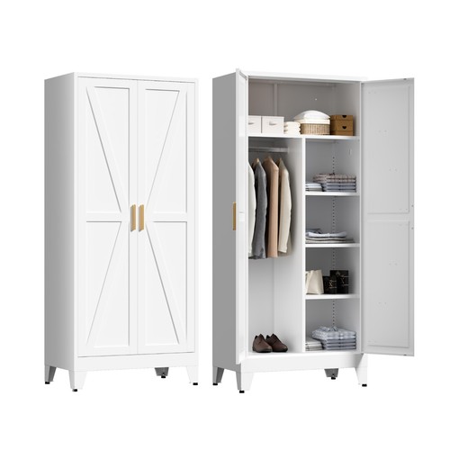 Metal armoire wardrobe - 71",