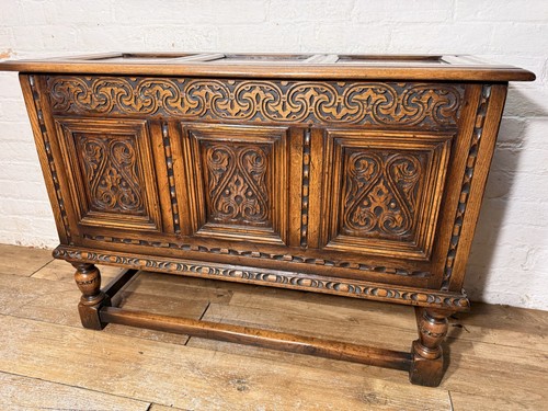 Antique oak coffer chest - coffer,