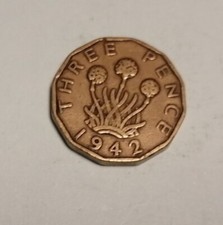 1942 three pence coin