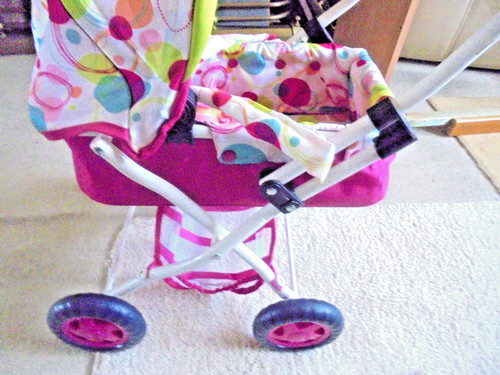 Pink doll pram with - pink,